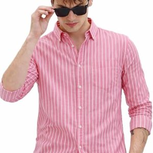 U TURN Men's Casual Printed Striped Stylish Latest Formal Shirt for Men