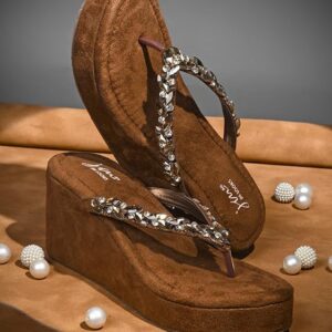 JM LOOKS Women Elegant Embellished Platform Wedge Sandals Designed for Comfort and Statement Style